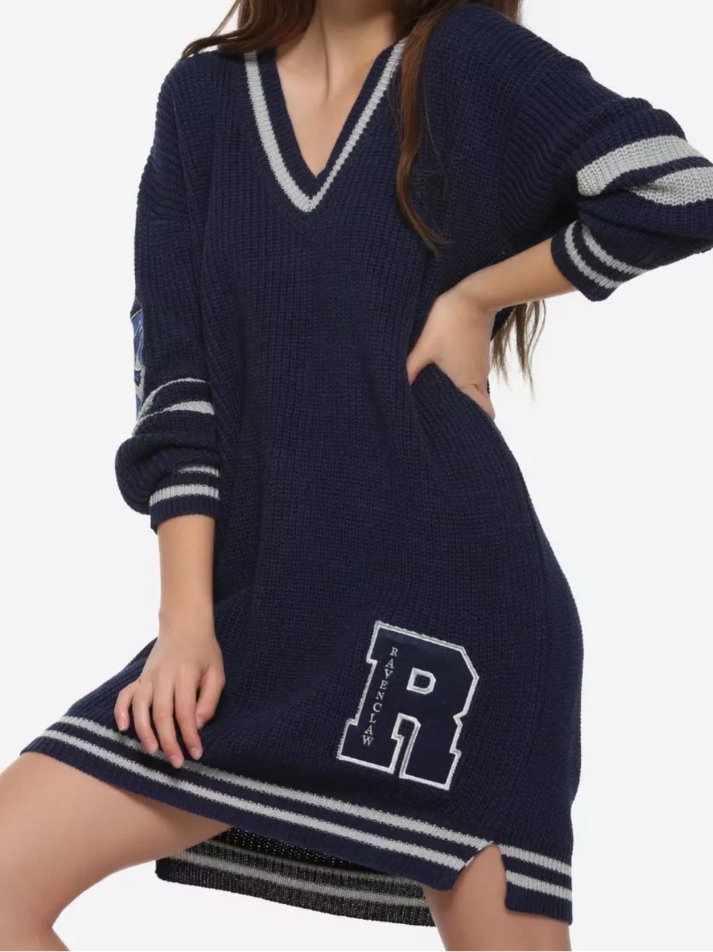 Harry Potter Ravenclaw Navy Blue V-Neck Knit Sweater Dress